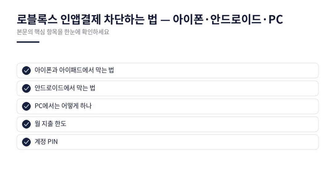 이 글에서 확인할 내용: 아이폰과 아이패드에서 막는 법, 안드로이드에서 막는 법, PC에서는 어떻게 하나, 월 지출 한도, 계정 PIN