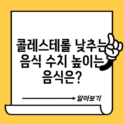 콜레스테롤 낮추는 음식 수치 높이는 음식은?