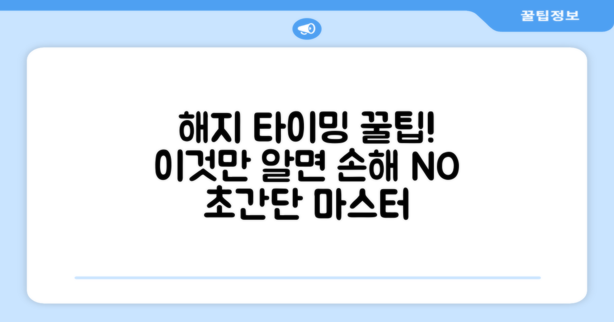 최적 해지 타이밍, 이것만 알면 끝