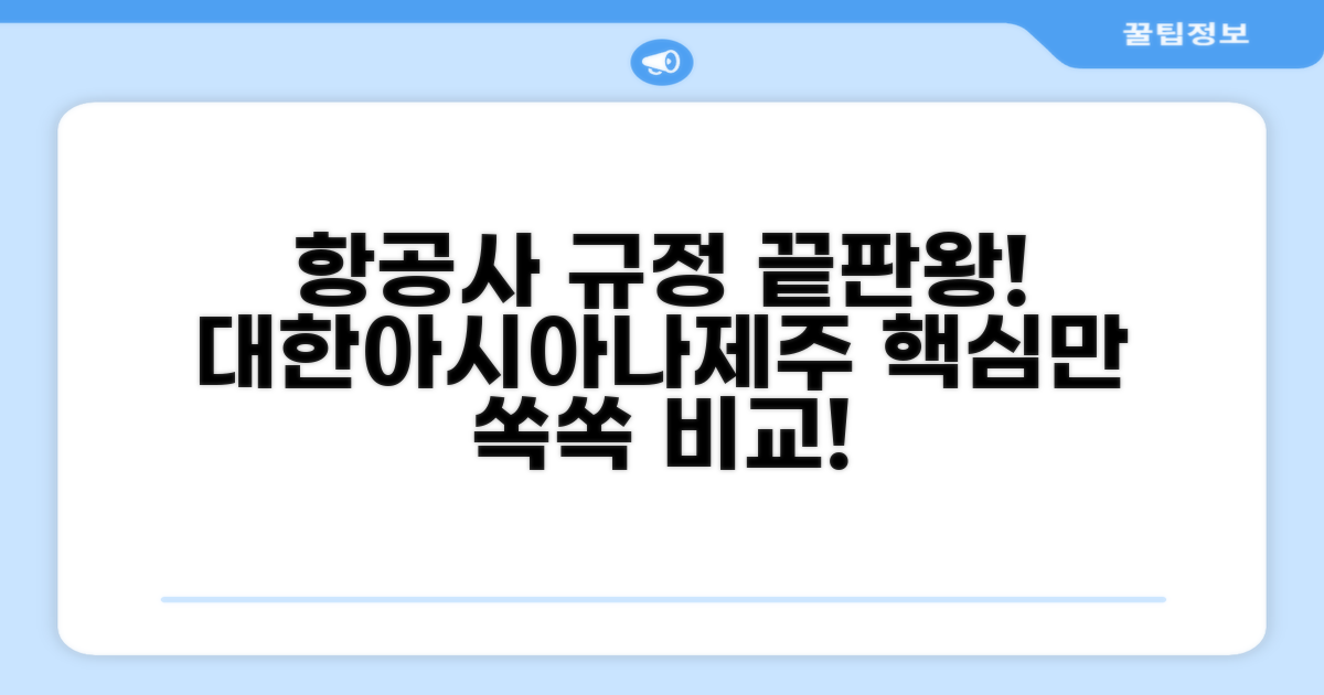 대한항공 아시아나 제주항공 규정 비교