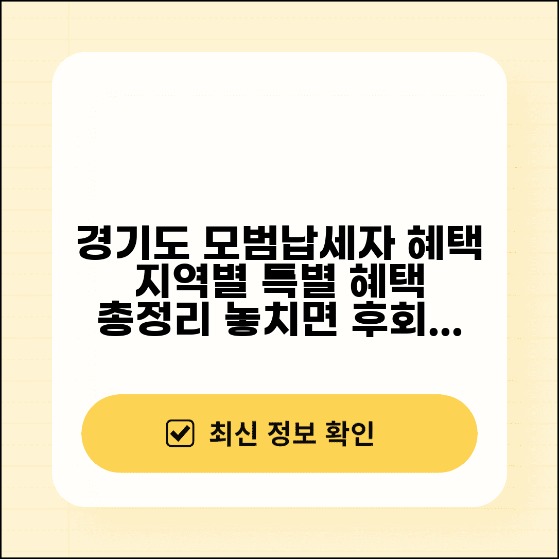경기도 모범납세자 혜택 한눈에 보기 | 지역별 특별 혜택 | 사용 기간 확인