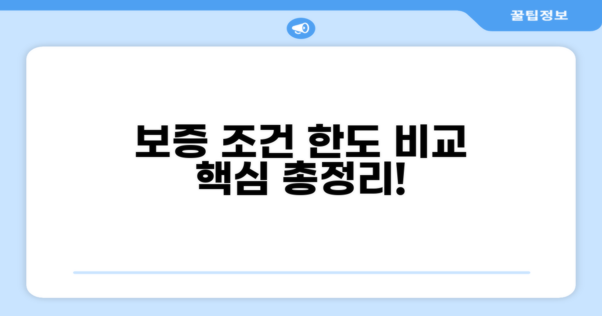 보증 대상 조건 및 한도 비교