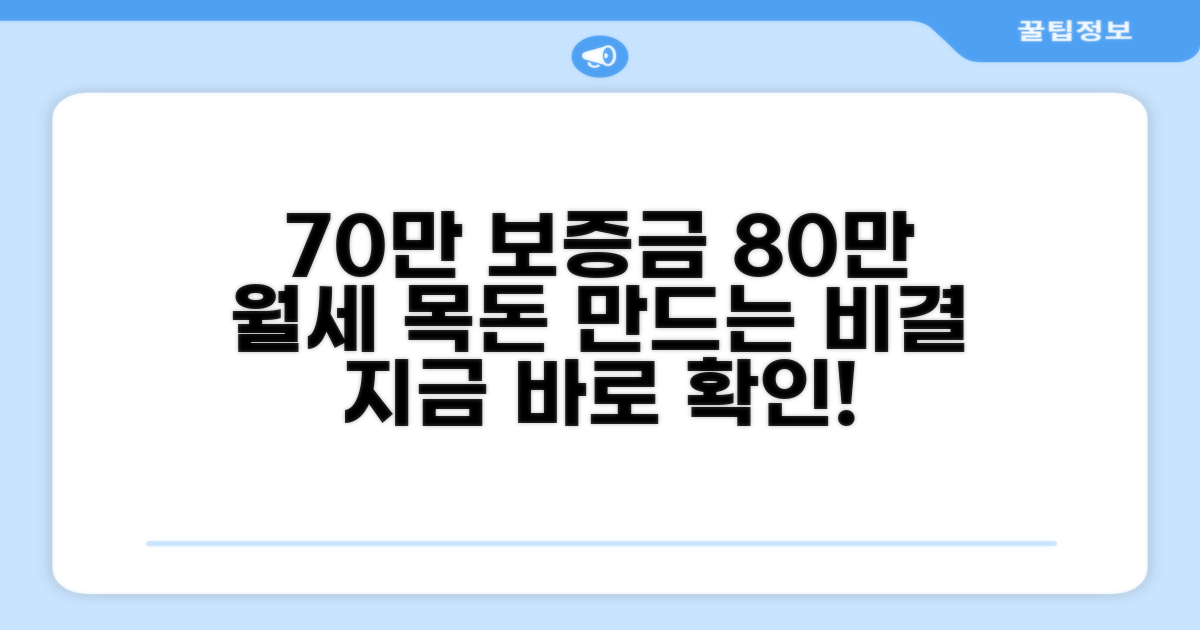 70만원 보증금 80만원 월세 목돈 마련